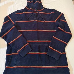 O'Neill Dark Blue and Orange Striped Hoodie Sweater
